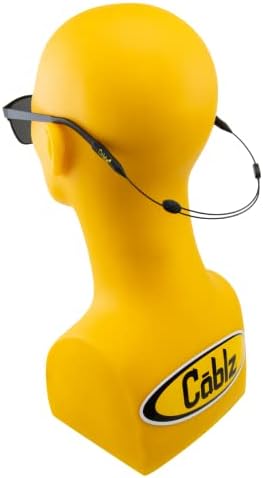 Cablz ZIPZ Retentor de óculos ajustáveis ​​| Alça de retenção de óculos leves, de baixo perfil e fora do pescoço | Black Stainless
