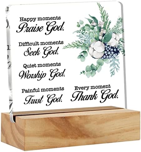 Inspirational Christian Gift Bíblia Verso Momento Feliz Louvore God Desesa Decoração Acrílica Placa Placa Placa com Wood