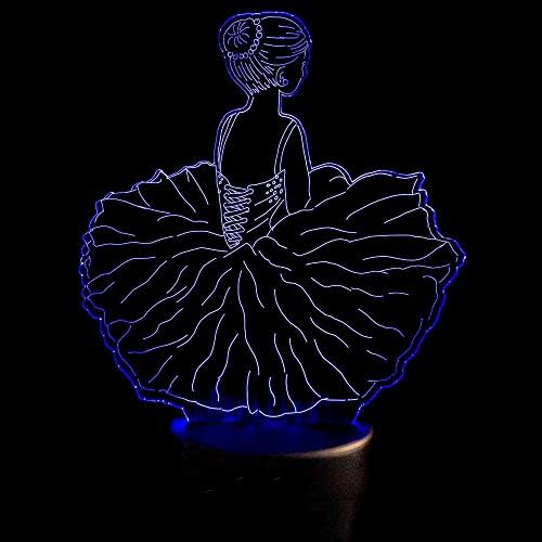 LLWWRR1 3D LED Visual Ballet Girls Modelando luzes noturnas USB Salia de dança Lumin