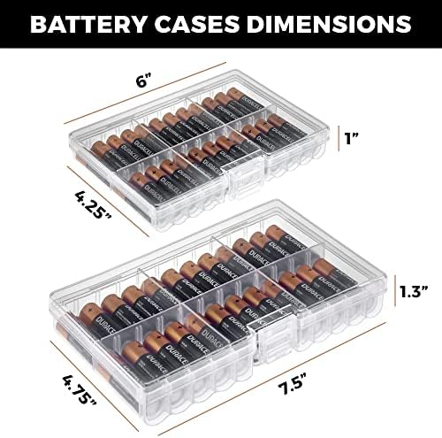 Conjunto brilhante de 4 - duas e duas caixas de armazenamento de bateria AAA, caixa de armazenamento de bateria, suporte para bateria,