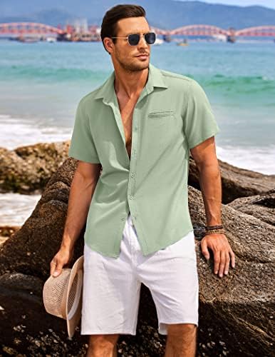 Coofandy Mens Casual Casual Camisa Camisa de Manga Curta Camisa Summer Beach Hawaiian Shirts