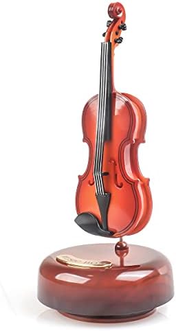 Caixa de música de violino Canipha, 360 ° Creative Creative Vintage Vintage Shape Music Box Model Ornament com base musical rotativa,