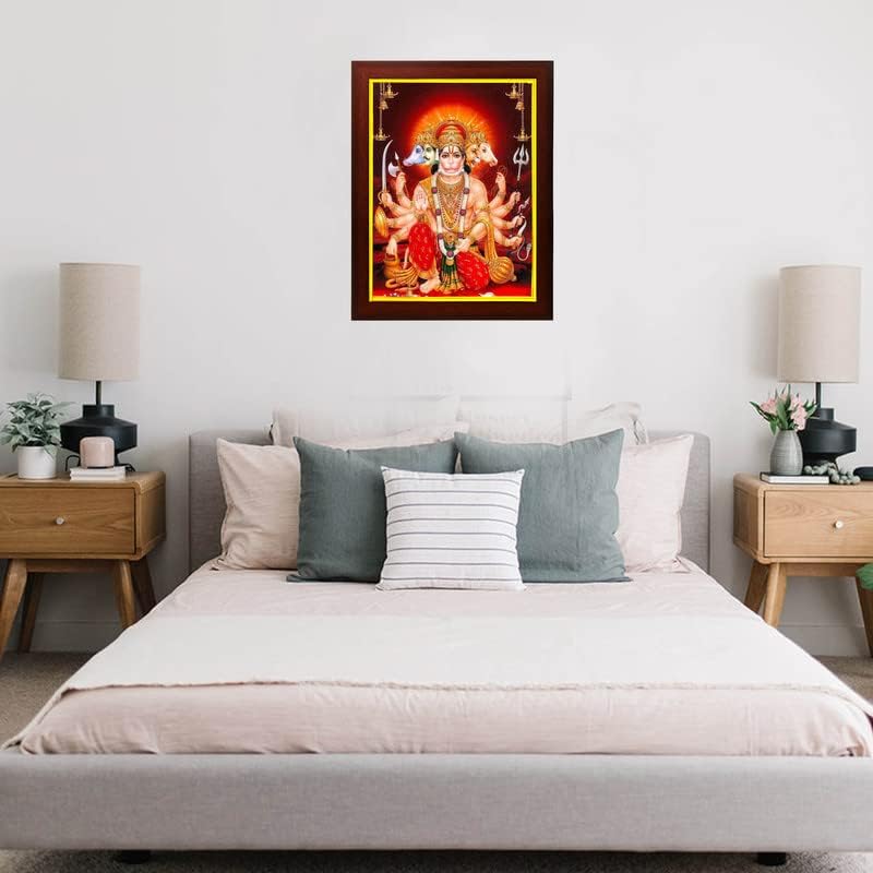 Zig Zag Panchmukhi Hanuman ji foto de imagem para penduramento de parede, templo, sala de pooja, adoração