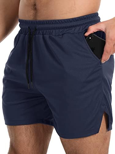 Klinnfenr Mens Gym Shorts Runnagem Rápida seco de 5 polegadas Treino atlético de treino com zíper reflexivo Bolsos