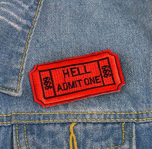 Inferno admiti um 666 patch bilhete vermelho bordado emblemas Apliques Applique e loop fixador de adesivo patches para sacos
