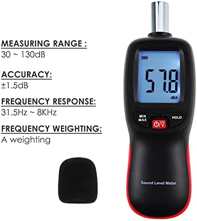 TWDYC Decibel Meter Sound Level Tester 30 ~ 130DBA Volume de ruído Medição e monitoramento Instrumento Digital LCD Display com luz de fundo