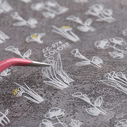 Adesivos de unhas de flor para unhas de unhas, pequenos adesivos de arte de unhas de tulip