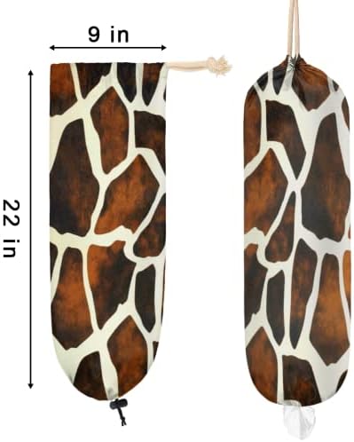 Plástico Saco de sacola pendurada girafa leopardos impressão de sacaria organizador de cozinha de cozinha saco de plástico de armazenamento/lixo