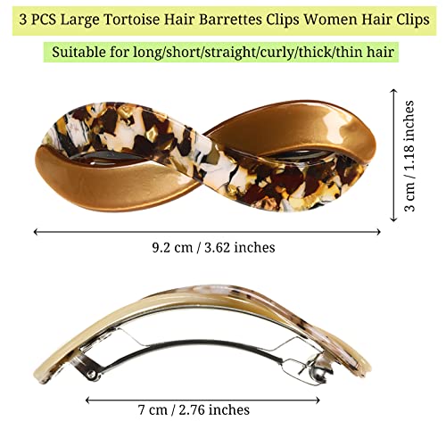 3 PCs Grandes clipes de barretas de cabelo de tartaruga - clipes de cabelo feminino barrette barrette barrette de cabelo automático