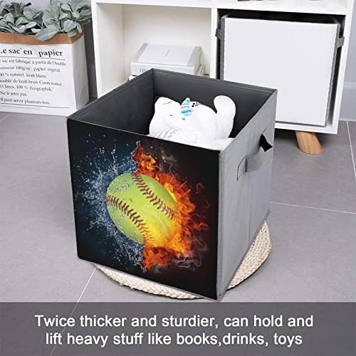 Fire Baseball Sport Dobring Storage Bins Basics Basics Caixas organizadoras de armazenamento de tecido dobrável com alças
