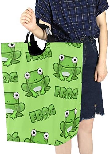 Yyzzh Cute de desenho animado Fropo quadrado Animal e letra On Green Green Lavandery Bolsa Basca Sopra Bolsa de Compras Colhida