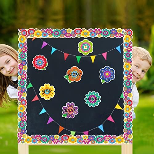 67 peças Boletim de flores Placas definidas para o verão Primavera colorida Flower Cutouts Fronteiras da sala de aula Floral