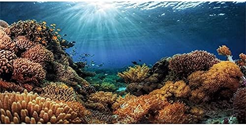 Avisar decoração de aquário de vinil fundo coral de peixes tropicais submarino fundo de tanque de peixe 48x24 polegadas