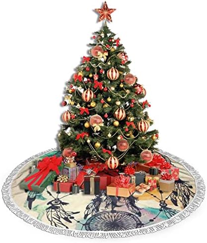 Dream Catcher Art Salia de árvore de Natal, tapete de saia de árvore de Natal com borla para decoração de festa de casamento