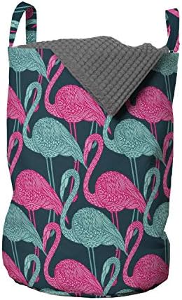 Bolsa de lavanderia de flamingo de Ambesonne, estampa de animal com design de bicolor repetitivo de pássaros exóticos,