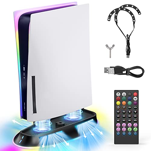 Allnice PS5 Stand PS5 Stand Fan Stand com RGB Light for PlayStation 5 Disc/Digital Edition, PS5 Sistema de resfriador de ventilador