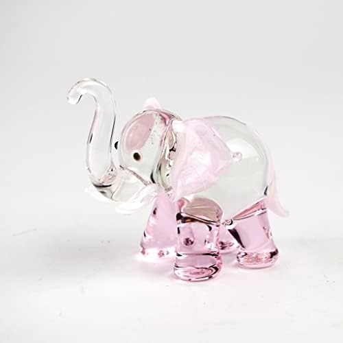 Zoocraft Lucky Elephant Figuras de Arte de Arte Rosa soprada Decoração de Ornamento de Animal Colecionável, 1,5