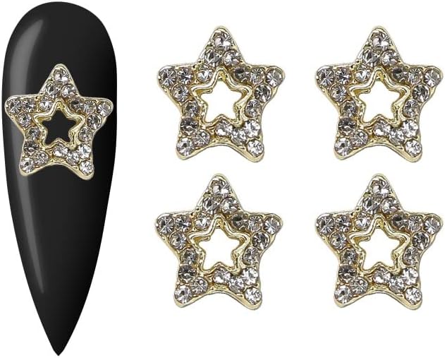 100pcs 3d Pentagram Star unhas charme de unhas brilhantes pingentes artesanais Decoração de unhas de luxo suprimentos