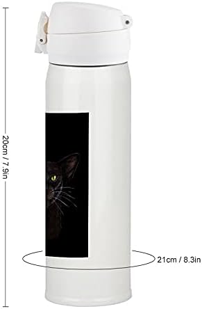Face de gato preto Face aço inoxidável Isolado a água Caneca de caneca de caneca de caneca de chá para ciclismo esportivo
