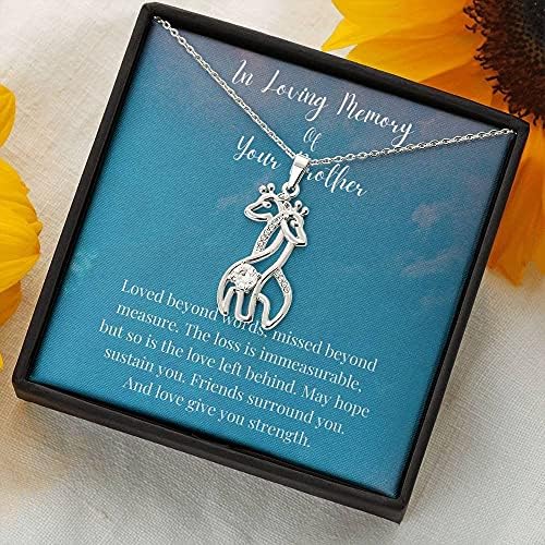 Jóias de cartão de mensagem, colar de colar artesanal- colar de girafa personalizado, em memória amorosa de seu irmão, presentes