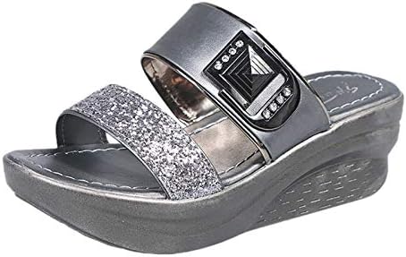 Baskuwish Women Wide Strapping Ligas Plataforma Sandálias Sapatos de Ceda de Ceda Aberta dos dedos do dedo do pé no verão MULES