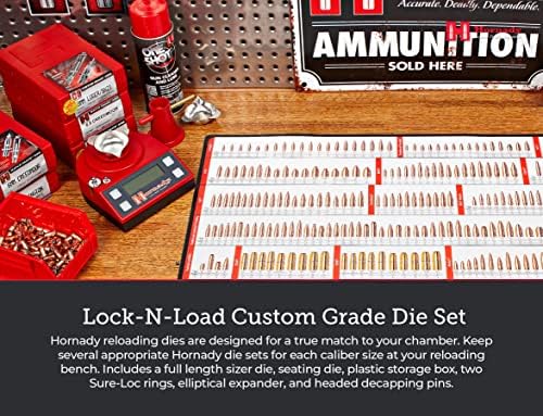 Hornady Custom Grade Now Dimension Dimension 2-Die Conjunto-Equipamento de recarga específico do calibre para carregadores de mão