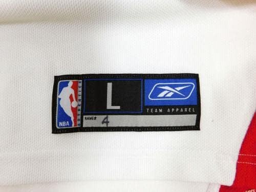 2004-05 Portland Trail Blazers Eddie Gill 4 Jogo usou a camisa de tiro branca L 6 - jogo da NBA usado