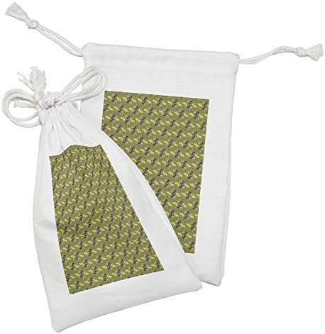 Conjunto de bolsas de tecido de azeitona de Ambesonne de 2, folhas e galhos repetitivos de plantações orgânicas de design de arte,
