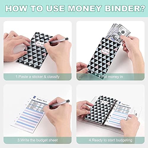 N/A 29pcs A6 Clear PVC PVC Binder Notebook Cover com envelopes de caixa folhas de orçamento, adesivos coloridos para organizador