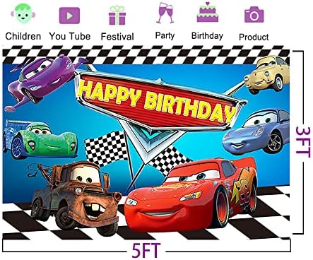 Carros de corrida cenário para crianças material de festa de aniversário 5x3ft Carros fotográficos para o relâmpago McQueen