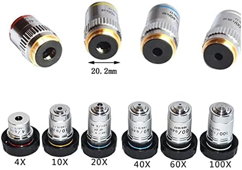 Acessórios para microscópio 4x 10x 20x 40x 60x 100x Plano Achromático Microscópio Lens Objetivo Partes Consumíveis