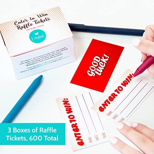 T MARIE 600 Raffle Tickets 3,5 ”x2” - Entre para ganhar cartões de formulário de entrada para concursos, sorteios, vilotos, 50/50,