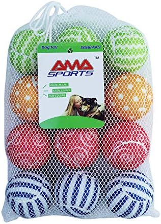 Ama Sport Dog Squeaky Tennis Balls para pacote de cachorrinho novo para cão médio 12 bolas