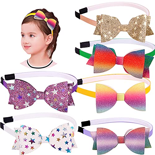 Jaqakid 6pcs lantejoulas de lantejoulas para a cabeça para meninas Glitter Hairband para meninas de criança Rainbow Star