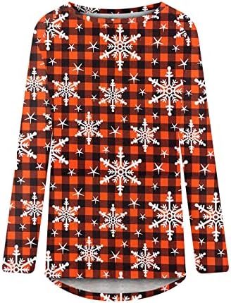 Narhbrg Women Tunic Tops for Leggings Xmas Elk Snowflake Print Shirt Christmas Christmas Casual Manga longa Blusa