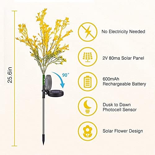 Luzes de jardim solar neporals decorativas ao ar livre, flores solares Luzes Dusk to Dawn, Luzes de Estaca de Jardim