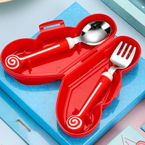 Hemoton Infant Cutlery 2PCS Kids Salhweets Conjunto de talheres de aço inoxidável Forks de garfos com alça de silicone