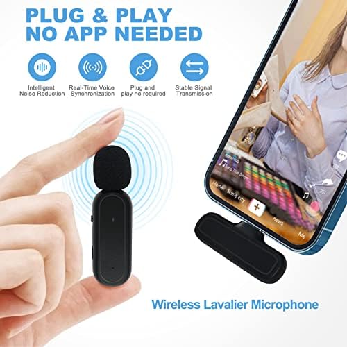 Microfone Lavalier sem fio com caixa de carregamento, microfone de gravação sem fio plug-play, mini microfone de clipe