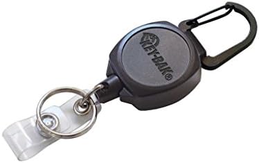 Sidekick Sidekick Profissional para uso integral de retração de identificação / rolo de chave com cordão Kevlar retrátil, 24 preto