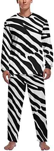 Pijama masculino de impressão de zebra Conjunto de roupas de dormir de manga comprida Conjunto de roupas de dormir