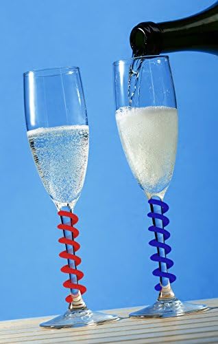 Simplesmente encantados com vidro de vidro com 8 marcadores de bebidas de silicone para coquetéis, martinis, flautas de champanhe