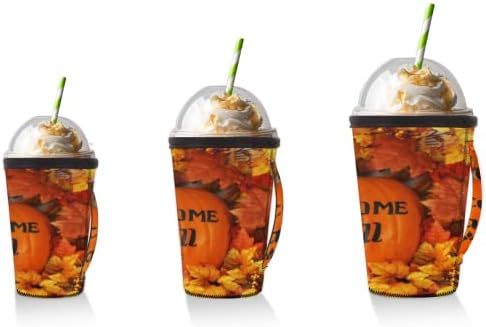 Bem -vindo que o outono de outono folhas de capa de café gelado reutilizável com manga de xícara de neoprene para refrigerante,