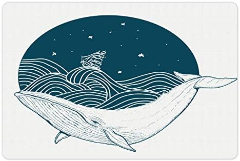 Ambsosonne Baleia Pet Tapete para comer e água, grande baleia nada