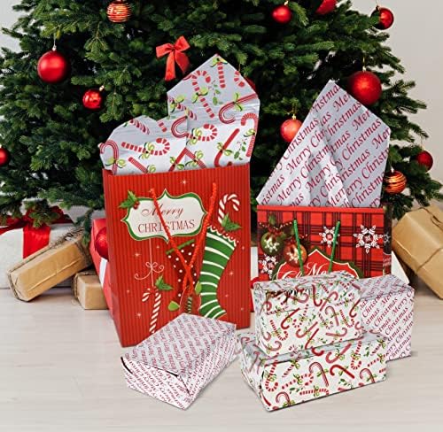 100 Folhas de papel de lençóis de papel impresso de Natal de Natal e Feliz Natal para embalagens de embalagem e bolsas Xmas