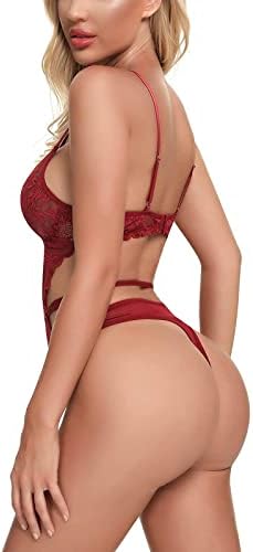 Lingerie sexy para mulheres renda de crava floral negra coluar de leotard de profundidade v cami terno de corpo superior