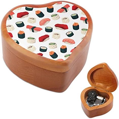 Caixa de música de Sushi Wood japonesa Vintage Wind Up Musical Boxes Gift for Christmas Birthday Birthday Dia dos Namorados