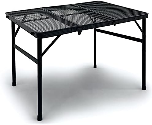 Juserox Camping Table, 3ft Tabela de churrasqueira portátil com moldura de alumínio e mesa de metal, altura ajustável