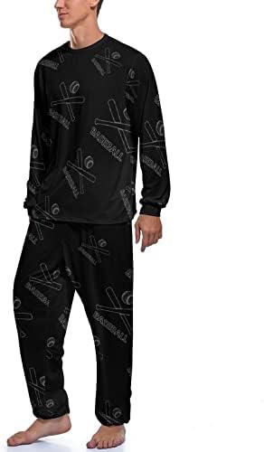 Pijama masculino de beisebol define a manga comprida Pullover Sleepwear Loung Soft PJS para viagens em casa
