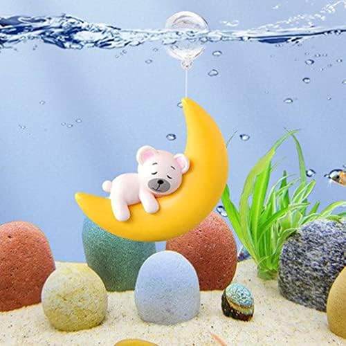 IPETBOOM 2PCS Tanque de peixes Decorações flutuantes Decoração de aquário Decoração Lua Rabbit Urso Estátua Aquário