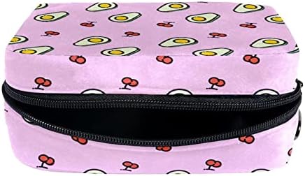 Bolsa de maquiagem tbouobt bolsa de bolsa cosmética bolsa bolsa com zíper, cereja de abacate de frutas rosa